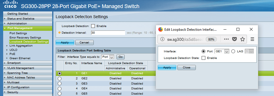 فعال یا غیرفعال کردن Loopback Detection برای هر پورت در مدیریت Port در سوئیچ های سیسکو